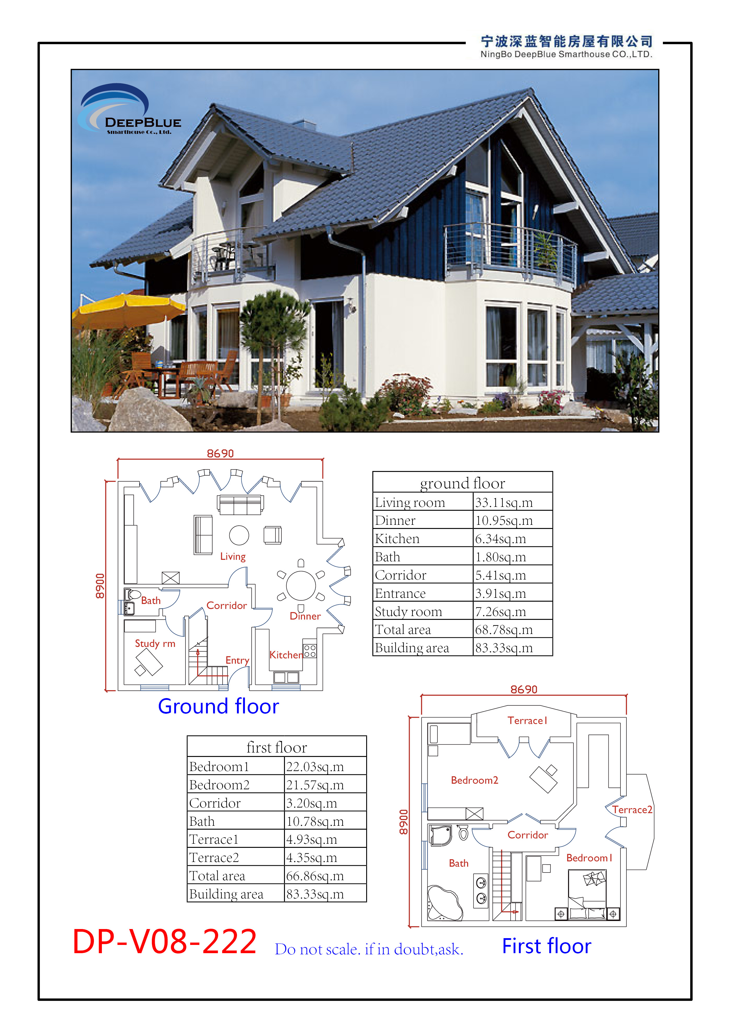 Maisons prêtes à l'emploi de structure métallique de villa légère de Chambre/villa préfabriquée pour le bureau